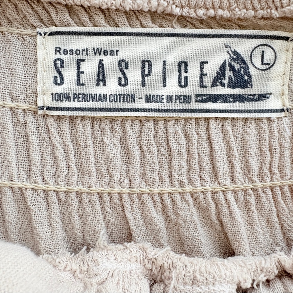Seaspice Peruvian Cotton Tiered Western Maxi Dress L Sandstone Beige - Picture 11 of 12